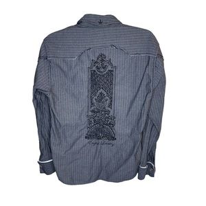 English Laundry Men’s XL Button Up Dress Shirt Embroidered French Cuff Embellish